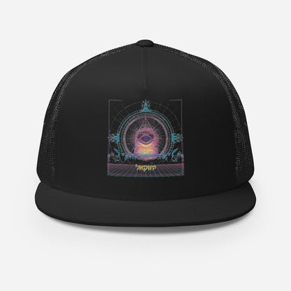 The Merkabah trucker cap in black featuring Yechezkel's vision — Jewish hat by JEWTHREADS