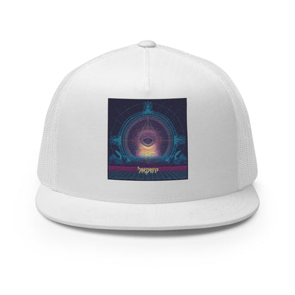 The Merkabah trucker cap featuring Yechezkel's vision — Jewish hat by JEWTHREADS shown front and back
