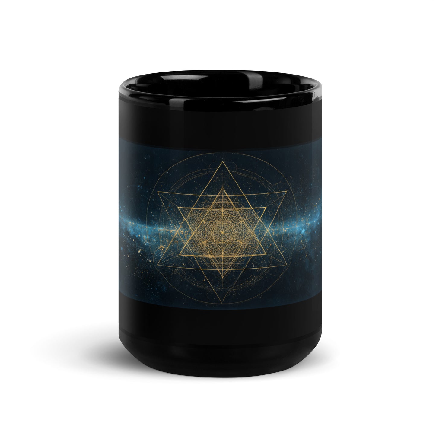 Mug-en David black ceramic Jewish art mug featuring Magen David Star of David design — Jewish gift by JEWTHREADS