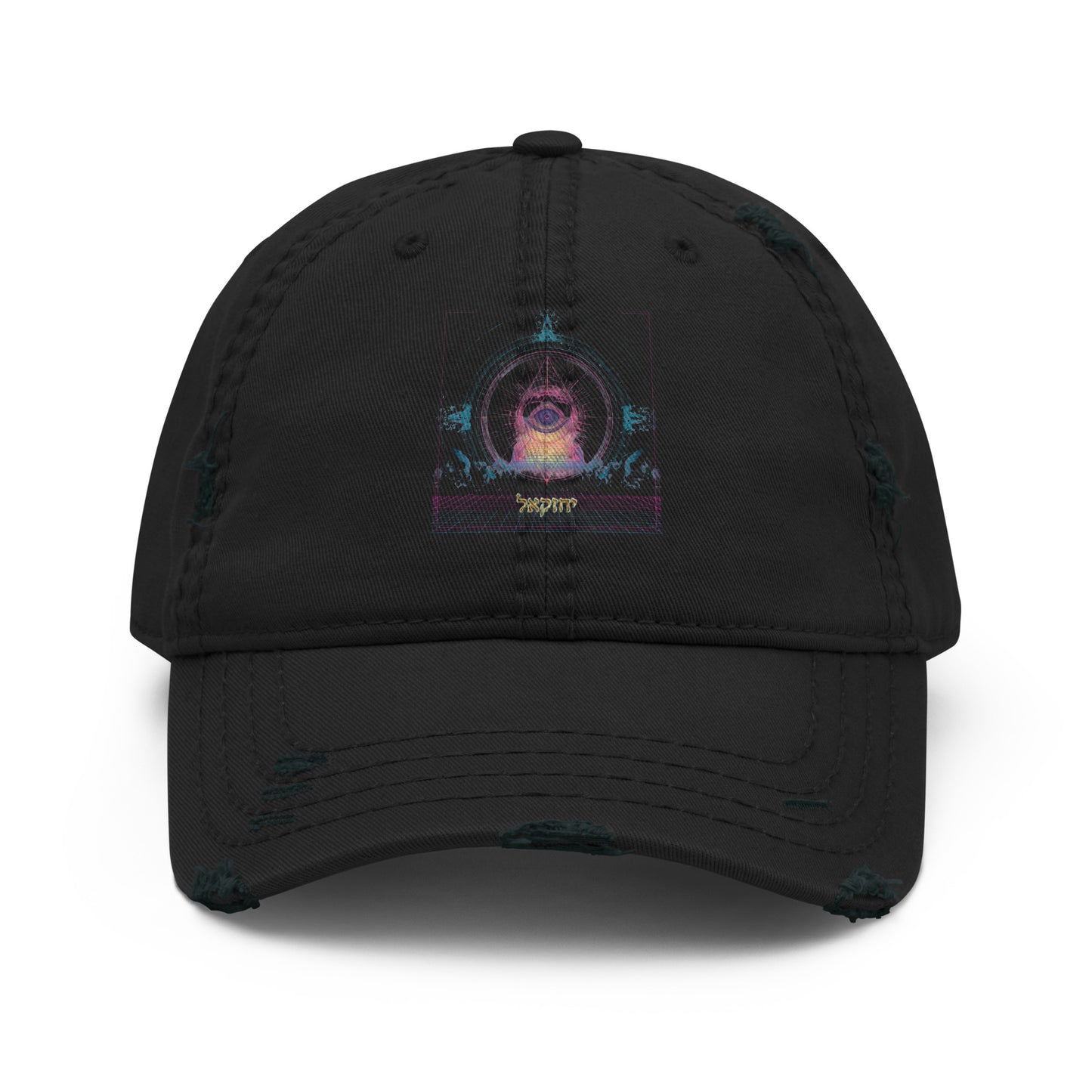 The Merkabah distressed hat featuring Yechezkel's vision — Jewish hat by JEWTHREADS