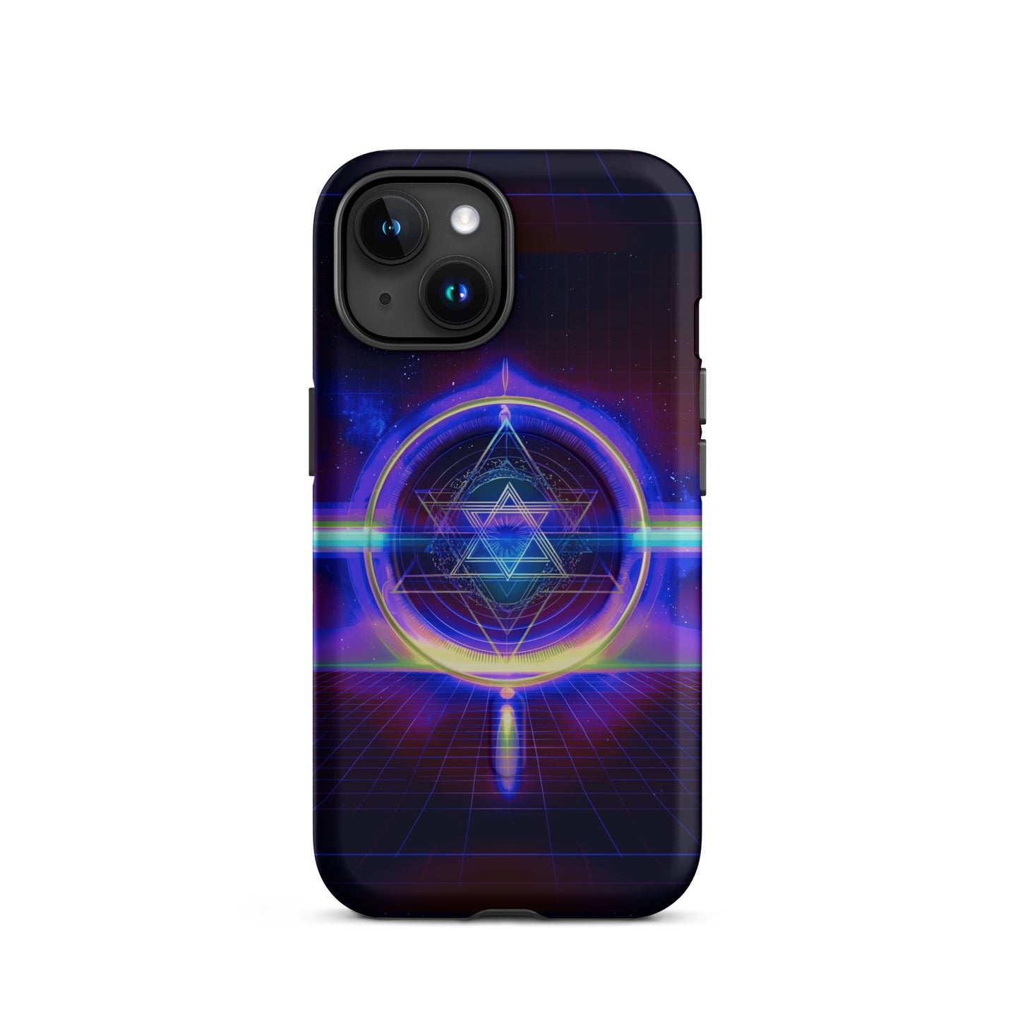 Magen David retrowave dark colorway MagSafe iPhone case — Jewish phone case by JEWTHREADS