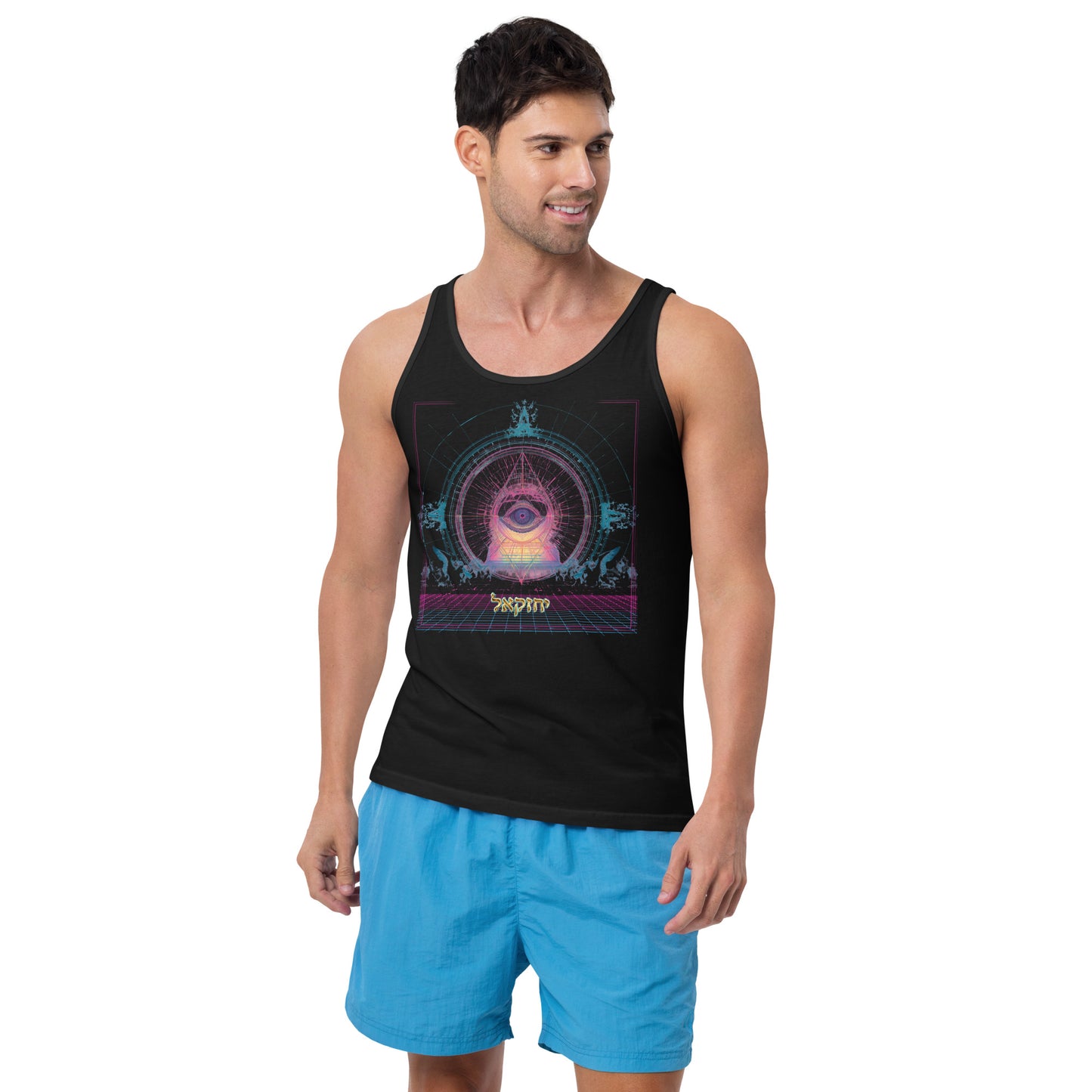 The Merkabah men's tank top featuring Yechezkel's vision — Jewish men's apparel by JEWTHREADS