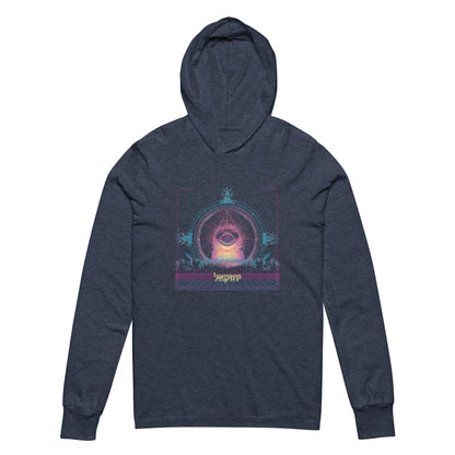 Merkabah Jewish sacred art hooded long sleeve tee 
in navy featuring Yechezkel's vision — JEWTHREADS