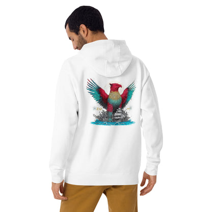 The Ziz hoodie with front and back design featuring king of all birds from Jewish tradition — Jewish hoodie by JEWTHREADS
