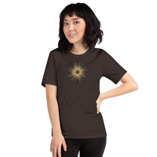 Emunah Jewish t-shirt in gold featuring Hebrew word for faith — Jewish identity apparel by JEWTHREADS