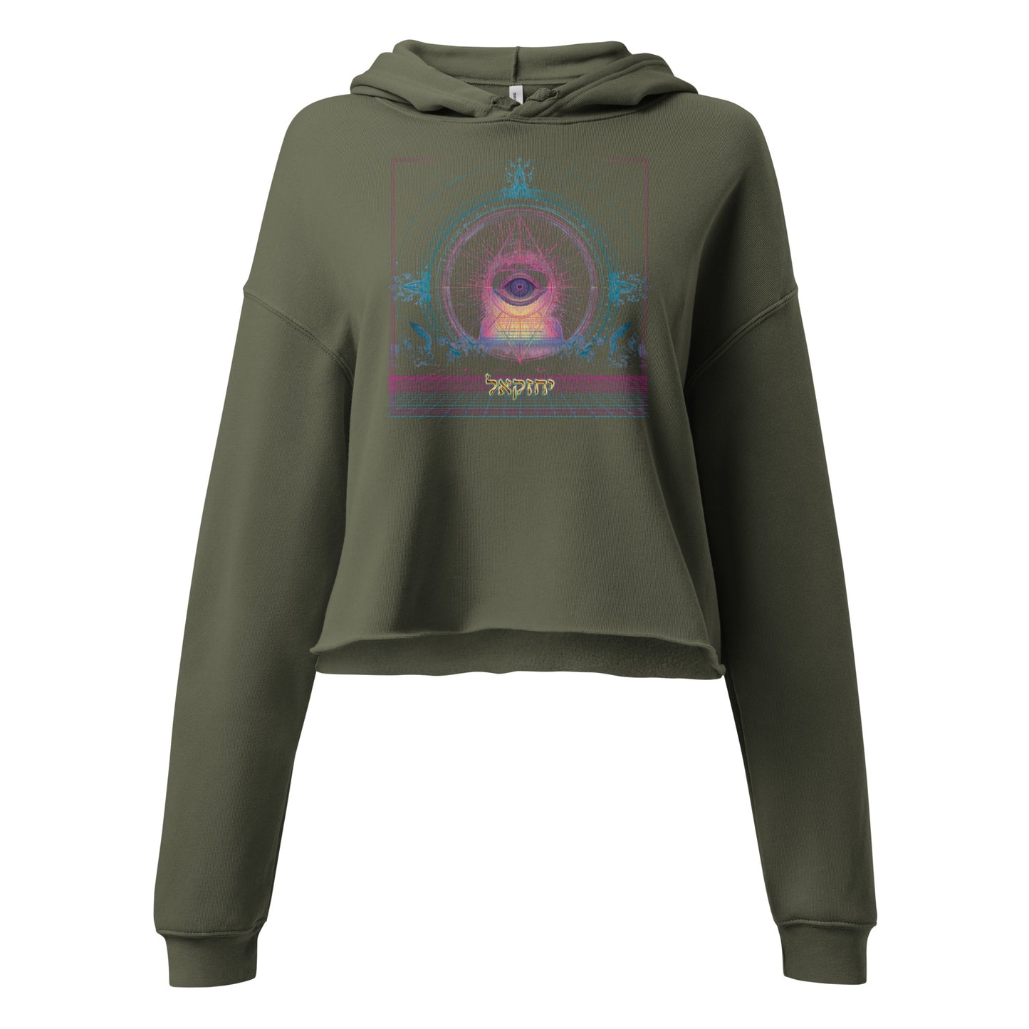 The Merkabah crop hoodie featuring Yechezkel's vision — Jewish women's hoodie by JEWTHREADS