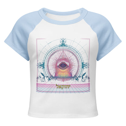 The Merkabah women's baby tee featuring Yechezkel's vision — Jewish women's shirt by JEWTHREADS