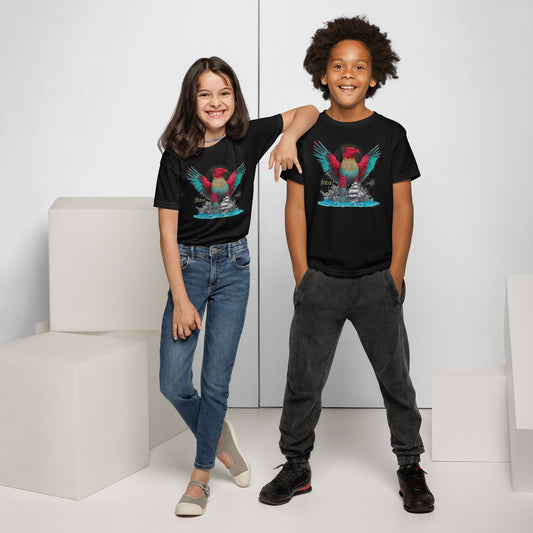 The Ziz youth t-shirt featuring king of all birds from Jewish tradition — Jewish kids shirt by JEWTHREADS